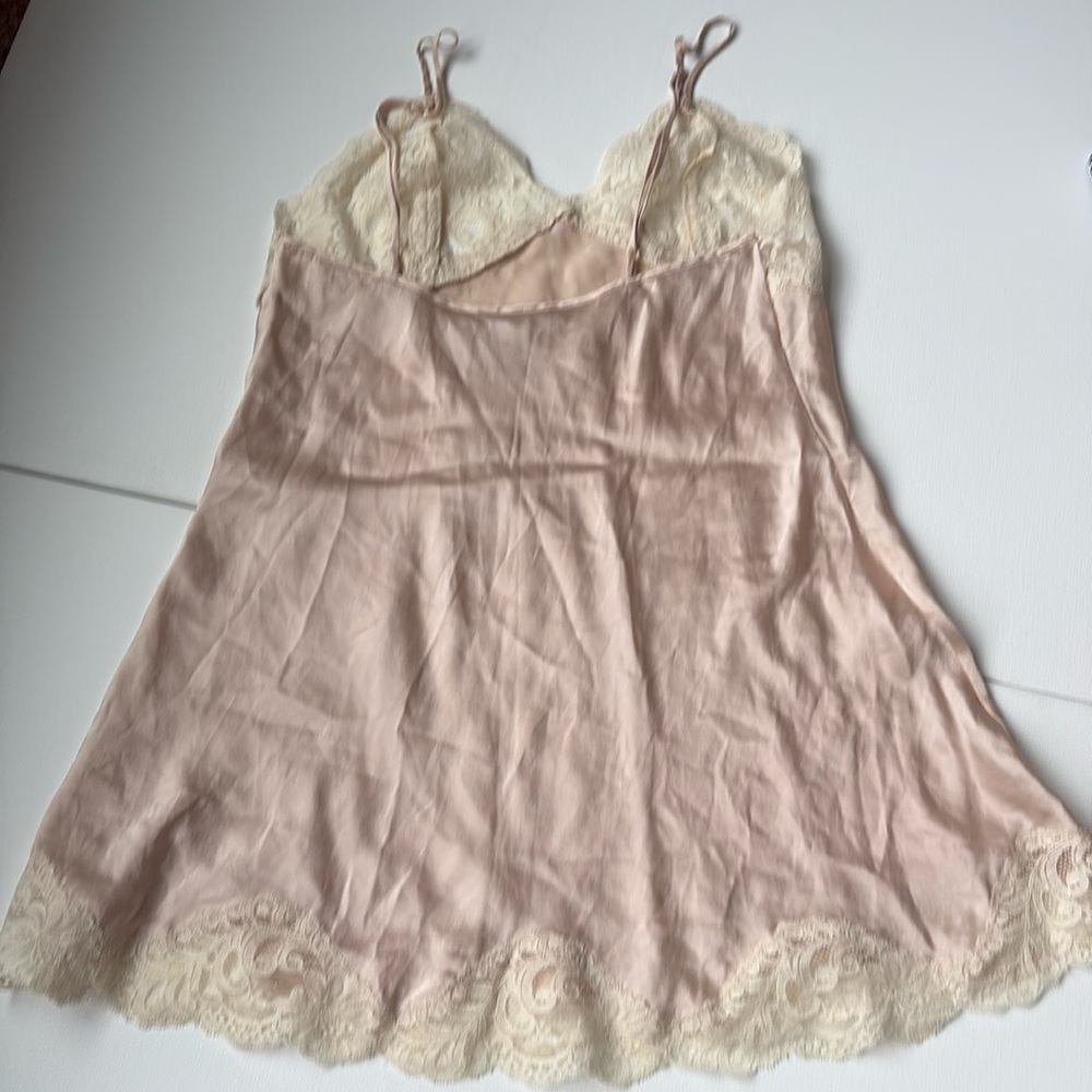 Vintage Y2K Cacique 100% Slip Dress Pinkish Small Nude and Ivory Lace - Picture 5 of 6
